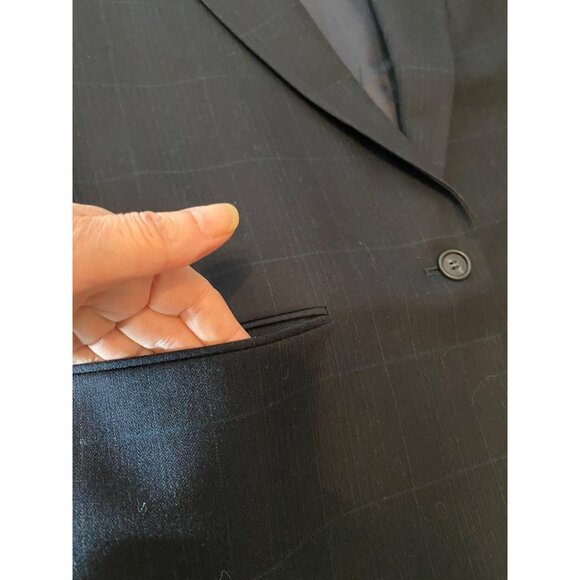 Mark Shale Skirt Suit Navy Plaid Single-Button Blazer Size 14 - Picture 7 of 16